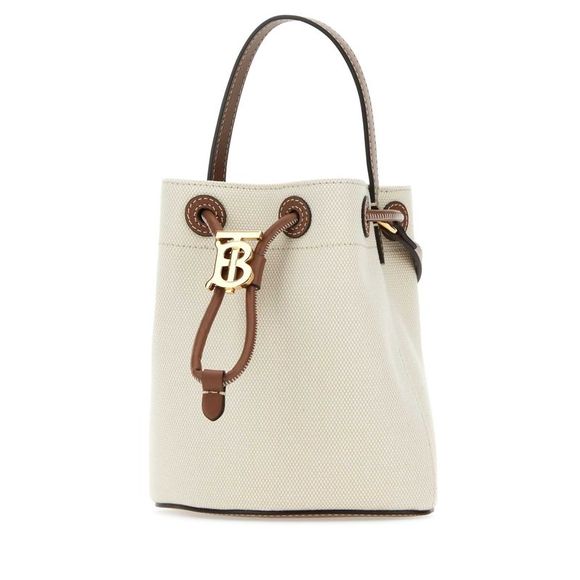 BURBERRY Two-Tone Canvas And Leather Mini TB Bucket Bag - Picture 2 of 4
